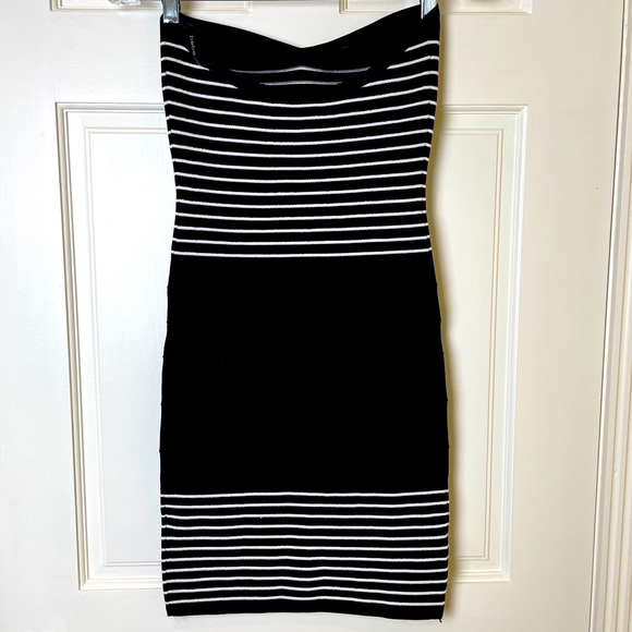 Bebe Strapless Bodycon Dress Black & White - S - Picture 3 of 7